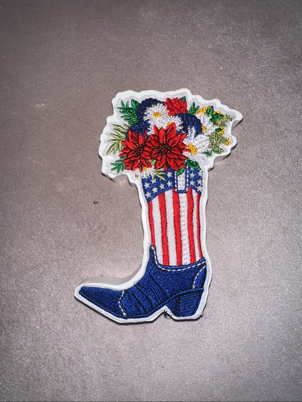 Hobby Lobby Red Blue White Floral Cowboy Boot wooden decoration